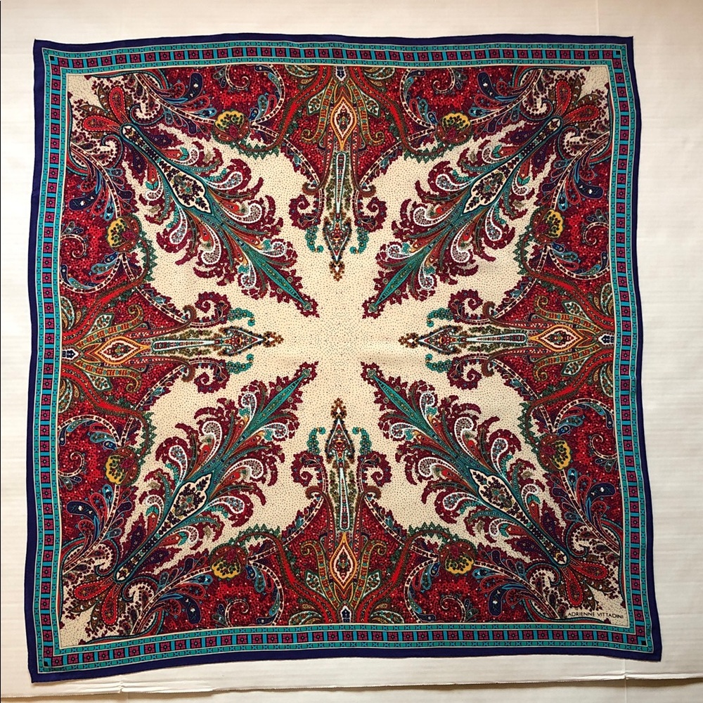 Adrienne Vittadini Beautiful Silky Square Scarf Red Blue